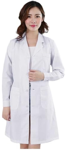Generico Camice Laboratorio Donna Uomo, Cotone Camice Medico Bianco, Medico Cappotto Camice da Lavoro Maniche Lunghe Camice Bianco da Laboratorio Chimico Camici per Infermiera Studente Cosplay