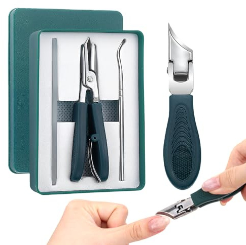 Kit de 3 cortaúñas para uñas encarnadas, diseño en ángulo de pico de águila para personas mayores y niños, fácil de agarre, incluye cortaúñas con carcasa de recuperación