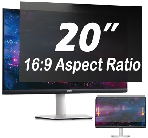 PRSPR 20 16:09 Privacy Screen for PC & Laptop Monitor, 16:09 Anti-Spy Filter, Blue Light & Anti-Glare Reversible Screen Protector, Easy Slide-On Installation
