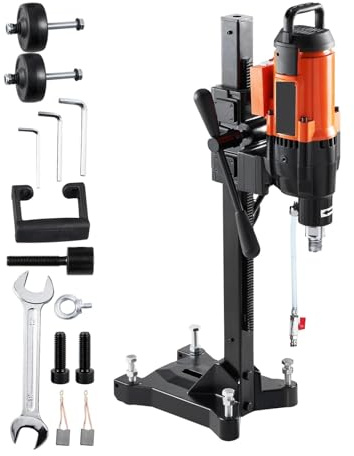 Perforatrice per calcestruzzo bagnato della stampa 2500W del carotatrice del diamante con il supporto e le ruote, 10 Rig, velocità 750RPM per uso da banco