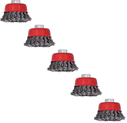 Garosa Juego de Cepillos de Copa de Alambre para Amoladora Angular, Material de Acero, 5 Ruedas de Alambre de Acero, Diámetro de 2,6 Pulgadas, Ideal para Quitar Pintura y Limpiar en Jardines y Césped