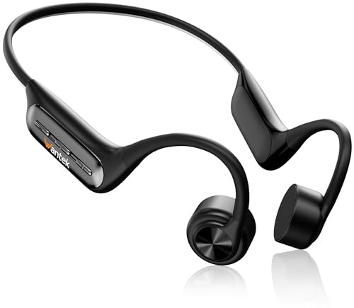 Wantek - Cuffie a conduzione ossea per nuoto IP68 impermeabili, Bluetooth 5.3 a orecchio aperto con lettore MP3 da 32GB, cuffie sportive senza fili per nuoto, corsa, ciclismo, 8 ore di batteria