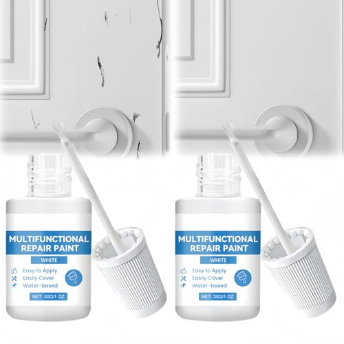 2Pcs White Touch Up Paint,Multi-Surface Touch Up Paint Pen for Chips and Scratches,Enamel Touch Up Paints,Easy and Quick Drying Gloss Finish,Suitable for Kitchen,Bathroom,Fridge,Shower,Sink,30g
