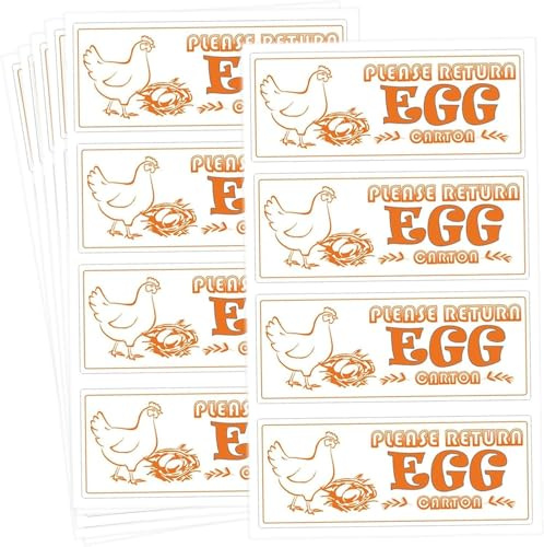 Please Return Egg Carton Tag Stickers 1x2.5 Inch Farm Fresh Chicken Egg Carton Labels 480 Pcs Eggs Carton Labels Egg Stickers Egg Packaging Stickers for Box Container Carton Farm Supplies (Orange)