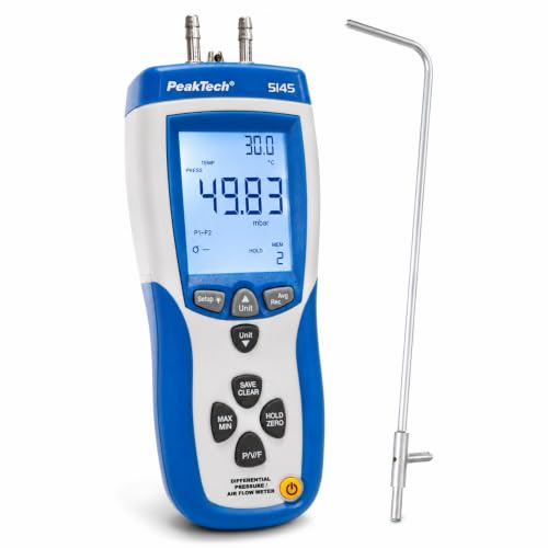 PeakTech 5145 - Differenzdruck Manometer max. 50 mBar mit USB