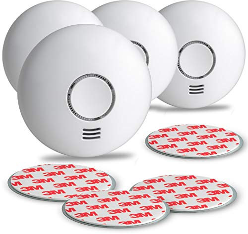SEBSON 4x Wireless Smoke Alarm Linkable incl. Magnetic Fixing, Smoke and Heat Detector, Photoelectric, Battery included, DIN EN 14604, VdS 3131- Ø120x36mm