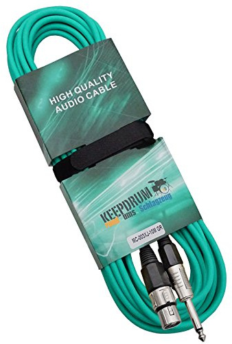 keepdrum MC003XJ 10m Mikrofonkabel Grün Klinke 6,3mm - XLR Female