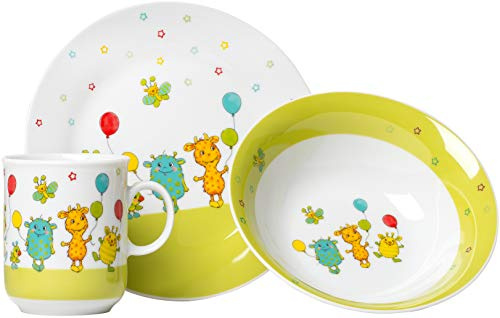 Ritzenhoff & Breker Kindergeschirr Set Monsterchen, 3-teilig, Porzellan
