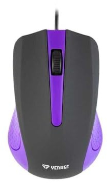 Yenkee YMS 1015PE USB-Maus mit SUVA-Kabel, Ergonomisches Design, für zu Hause und Büro,Kabellänge: 1,25 m, Wired Mouse, schwarz-lila