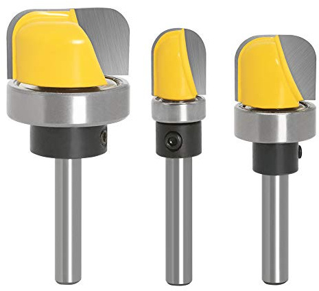Bestgle 3pcs 1/4 Inch Shank Bowl and Tray Template Router Bit Set with Ball Bearing, Dish Carving Router Bits Woodworking Milling Cutter Tool 1/2, 3/4, 1-1/8