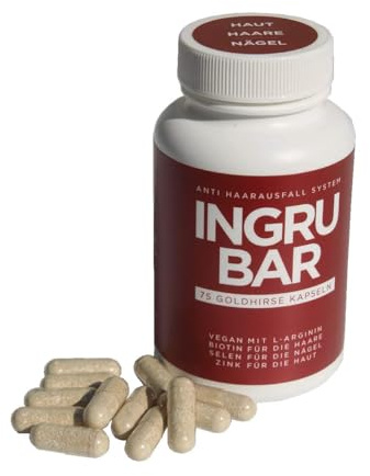 Ingrubar Goldhirse Kapseln (75 Stück, Monatsration): Haarvitamine gegen Haarausfall für Frauen und Männer mit Biotin, vegan und glutenfrei
