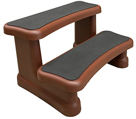 Happy Hot Tubs Spa Steps 2 Tier Padded Tub Step for Spas - Available in Brown or Grey (Brown)