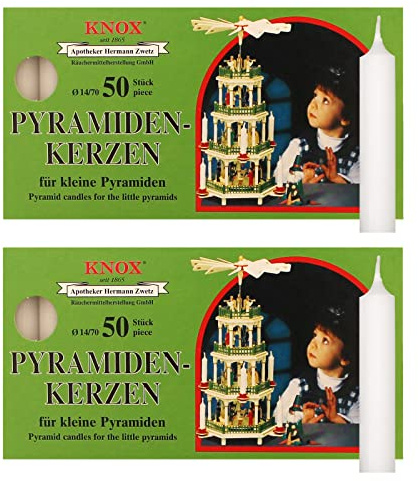 OLShop AG Knox Pyramidenkerzen weiß, 2er Pack (2 x 50 Stück), Größe: ca. 14 x 70 mm Weihnachtskerzen