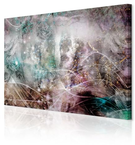 decomonkey Bilder Abstrakt 90x60 cm 1 Teilig Leinwandbilder Bild auf Leinwand Vlies Wandbild Kunstdruck Wanddeko Wand Wohnzimmer Wanddekoration Deko Marmor Sterne Blau Rosa Gris