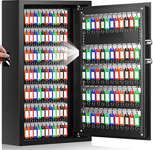 144 Keys Anti-Theft Fireproof Key Cabinet Wall Mount with Combination Lock