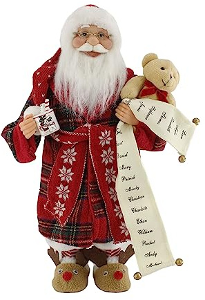 Windy Hill Collection 16 Inch Standing Sleepytime Fuzzy Slipper Santa Claus Christmas Figurine Figure Decoration 163006