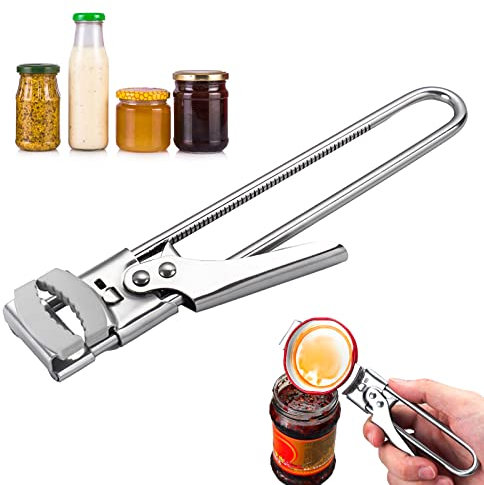 TUZHE Deckelöffner Edelstahl Glas Öffner Helfer Glasöffner Schraubdeckelöffner Einstellbare Glasöffner Dosenöffner für Senioren