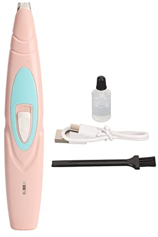 Hundepfotenschneider, Kabelloser Katzenpfotenschneider, Geräuscharmer Elektrischer Hundehaarschneider um Pfoten, Augen, Ohren, Gesicht, Sicherheit, Haustierpflege-Trimmer für (Rosa)