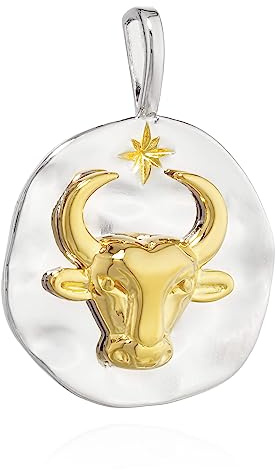 NKlaus 17mm hänge stjärntecken Oxe 925 silver zodiaken guld vit astrologi 13976