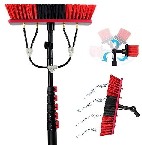BEESOM Kit Spazzola Pulizia Pannelli Fotovoltaici Wash Spazzolone Kit Spazzola Vetri, per Pulizia di Pannelli Fotovoltaici E Solari, Strumento Telescopico per Acqua Prolungata,30ft/9m-35cmBrushhead