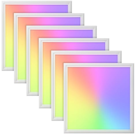 6x LED Panel 62x62cm 2800-6500K 4560lm RGB+CCT Farbsteuerung & dimmbar über Fernbedienung Einbau Rasterleuchte Einlegeleuchte Deckenleuchte Odenwalddecke OWA 620x620x12mm