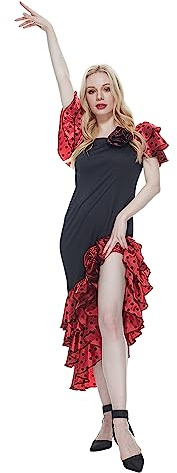 EraSpooky Robe de flamenco pour adultes et femmes, rouge, M