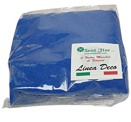 Seat Flor SRL® Farbiger Sand, Colored Sand, Beutel Sand, Sand zur Dekoration von Vasen 0,5 mm Beutel mit 1 kg (25 Farben erhältlich) (Marineblau, Sand 0.5 mm.)