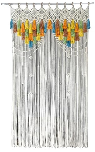 Generisch Makramee Vorhänge für Türöffnungen, handgefertigte Boho Tür Vorhänge Wandteppich für Hochzeit Hintergrund Party Haus Garten Dekor(W*H:80x200cm(31x79inch), A)