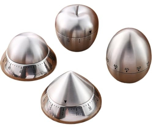 XUCHIL 4 Pieces, Kitchen Timer, Stainless Steel, Boiled Eggs, 60 Minutes, Mechanical Alarm Clock, Baking And Cooking Tools, Countdown Time Management Oven Timers