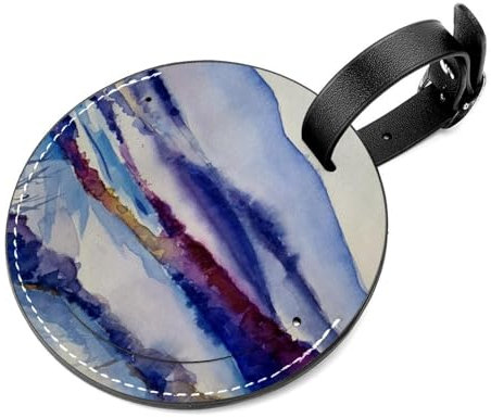 Provoke Art Gepäckanhänger für Koffer, digitale Landschaft, Leder, rund, Gepäckanhänger mit Ausweis, Sichtschutz, für Koffer, Reisetasche, 2 Stück