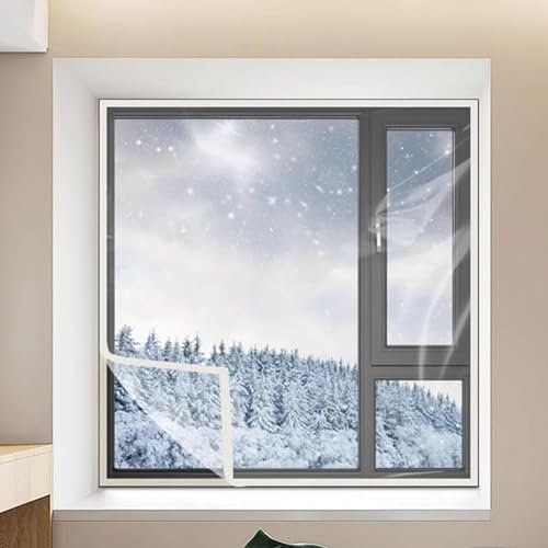 Thermo Cover Fenster-Isolierfolie,Kälteschutzfolie für den Winter,Fenster Isolierung Film,Transparent Isolierfolie,Schneidbare Plane,für Zuhause,Schlafzimmer,Küche (150x260cm/59x102)