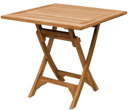 Teako Design Teak Klapptisch Rovigi, Gartenmöbel Teakholz, Beistelltisch wetterfest, Balkontisch stabil, Terrassentisch zusammenklappbar, Witterungsbeständige Möbel (75 x 120 x 80 cm)