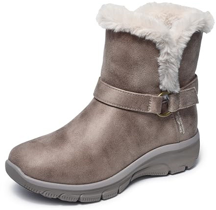 Skechers Damen Easy Going-Dreamers Move-Hands Free Slip-ins Stiefelette, Dark Taupe Microleather/Buckle Trim, 39.5 EU