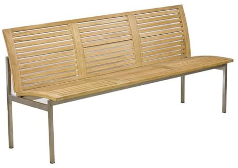Matahari Gartenbank Centauri 150 cm 3-Sitzer Teakholz/Edelstahl Terrassenbank ohne Armlehne