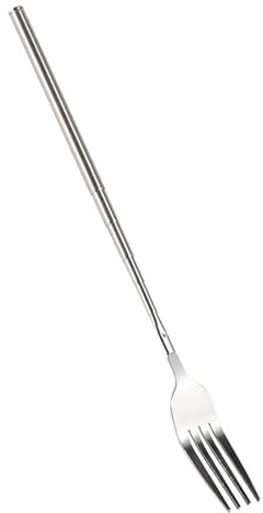 Tenedor para Cena, Tenedor Extensible de Largo de Acero Inoxidable, Ideal para Barbacoa, Cena, Fruta, Postre, Cubiertos Portátiles