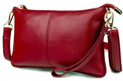 Lowille Genuine Leather Clutch Wallet For Women Wristlet Envelop Crossbody Purse Card Shoulder Bag