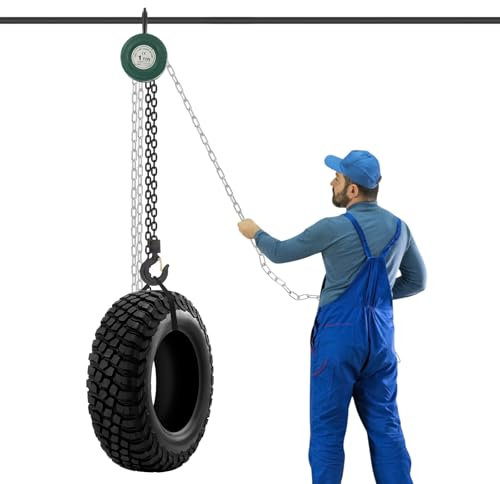 Susoso Kettenzug, Handkettenzug mit Handrad-Schutz Tragfähigkeit 1T Maximale Hubhöhe 3m Manuelle Design für Transportwesen Grün