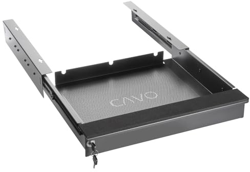 CAVO Laptop Schreibtischschublade abschließbar 480 x 446 x 80 mm | schwarz Tisch Dokumentenschublade für den Unterbau von SOTECH