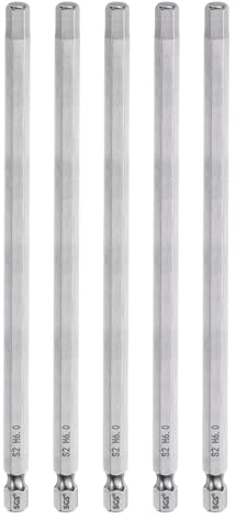 QUARKZMAN 5pcs Foret à Tête Hexagonale 6mm (H6) Métrique 1/4 Tige Hexagonale 150mm (6) Long Embouts de Tournevis Magnétique Acier S2 Foret Hexagonaux à Pointe Plate pour Vis