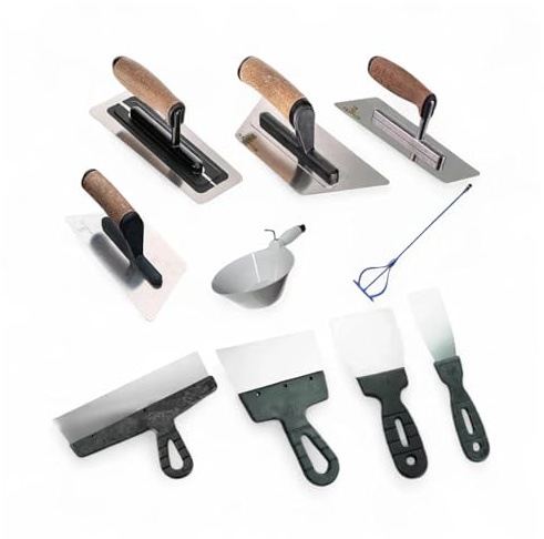 Venetian Plastering Tools Kit – Skimflex Microcement Polishing Trowel Set with Stainless Steel Spatulas, Mixing Paddle, Bucket Scoop for Walls & Ceilings