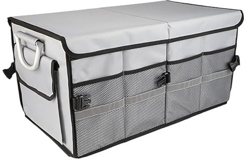 POIBNZ Auto Kofferraum Organizer für VW Jetta 2006-2012, Wasserdicht Multifunktionelle Kofferraumtasche Auto Kofferraumbox, Autotasche Auto Verstauen Zubehör,L-Grey