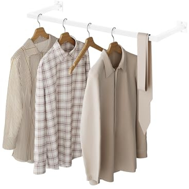 eSituro Kleiderstange Wandmontage, Garderobe Rohr industrial, für Flur Küche Wohnzimmer Badezimmer, 94 cm, Weiß
