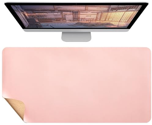 Kork Schreibtischunterlage 80x40cm, Multifunktionales Doppelseitige Mauspad, Wasserfeste Büro Schreibtischunterlage aus Leder(Pink,120x60cm)
