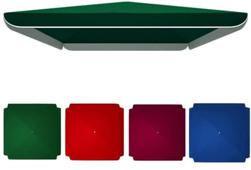 JNTFNE Copertura di ricambio per ombrellone, 3 x 3 m, quadrata, 4 costole, copertura di ricambio con bordo (verde, 300 x 300 cm)