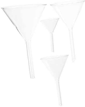 Alipis Embudos de Vidrio Fácil de Manejar Juego de 4 de Borosilicato de Laboratorio y Versátiles para Investigaciones Científicas y Biológicas