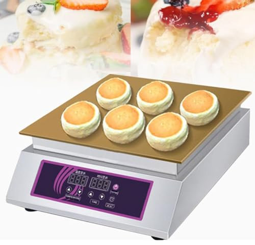 DSeenLeap Máquina Comercial para Hacer panqueques, soufflé eléctrico, dorayaki, Muffins, con Placa calefactora de Cobre de 8 mm y Control de Temperatura y Tiempo (Cabezal único)