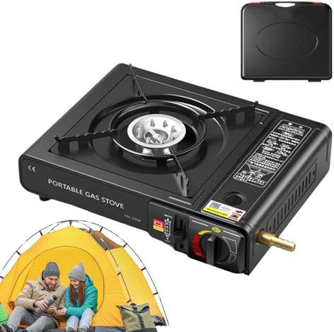 Fornello a , fornello da campeggio a 1 luce, potenza compatta, 1 bruciatore, fornello a per esterni, con valigetta per il trasporto, fornello portatile e multifunzione
