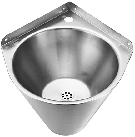 Juego de Fregadero de Esquina: lavamanos Compacto de Acero Inoxidable de Pared con Grifo, Lavabo Profesional para restaurantes y cocinas, diseño Compacto.