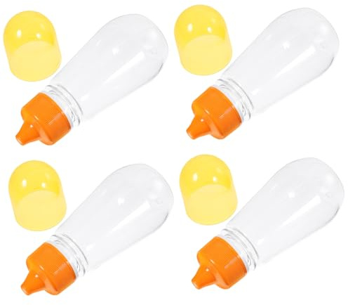 MUELODSIC Lot De 4 Pots De Miel Plastique 250g Bouteilles à Presser Transparentes En Pet Hermétiques Réutilisables Pour Conservation Alimentaire La Cuisine Et Organisation Alimentaire