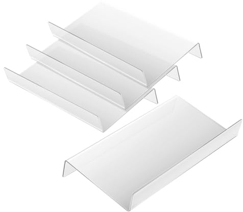 ROMISBABA 4pcs Expandable Clear Acrylic Spice Rack Organizer Tray for Kitchen Drawers Adjustable Drawer Insert Space Saving Spice Jar Storage with Transparent Design for Easy Access and Neat